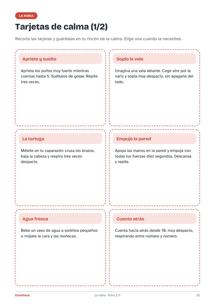 Tarjetas de calma para recortar